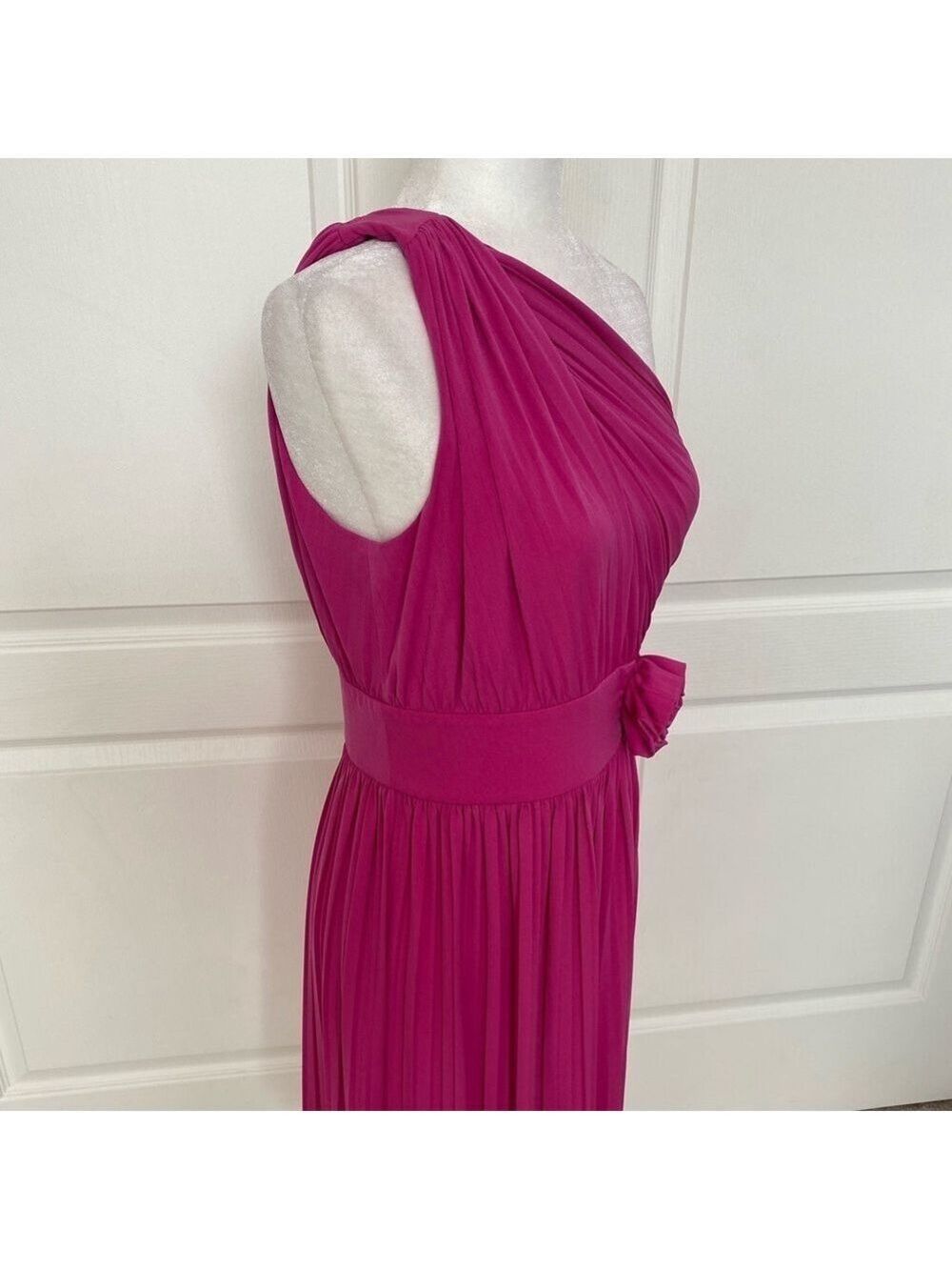 FINAL-Max & Cleo One Shoulder Pink Fuchsia Cocktail Dress Size 8 - Picture 6 of 11